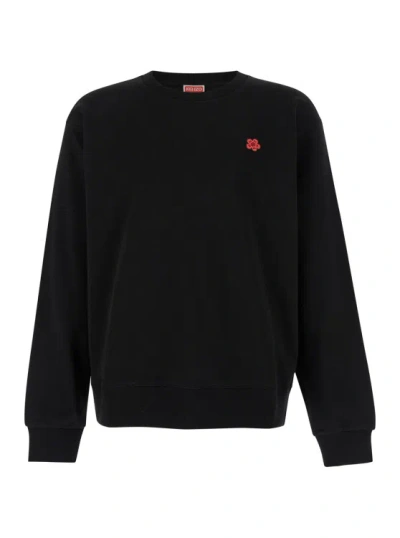 Kenzo Black Sweater With Boke Flower Patch In Cotton