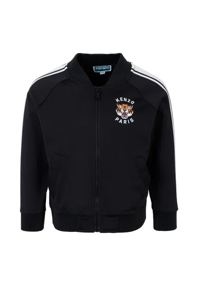 Kenzo Kids' Black Sweatshirt For Boy With Lucky Tiger