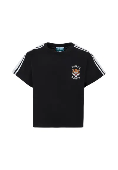 KENZO BLACK T-SHIRT FOR KIDS WITH LUCKY TIGER