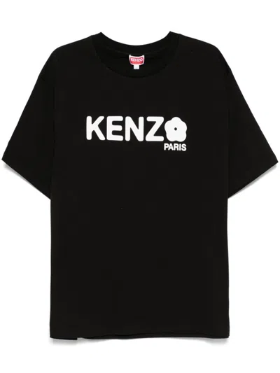 Kenzo Black T-shirt In Cotton With White Logo Printed