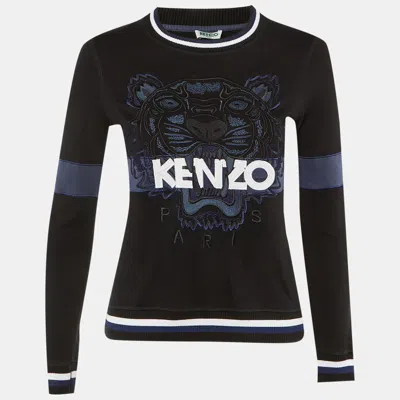 Pre-owned Kenzo Black Tiger Embroidered Cotton Crew Neck Sweatshirt S