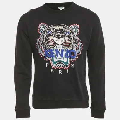 Pre-owned Kenzo Black Tiger Embroidered Cotton Sweatshirt S