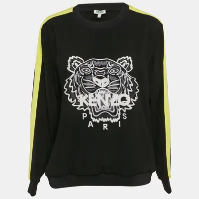 Pre-owned Kenzo Black Tiger Embroidered Crepe Crew Neck Jumper L