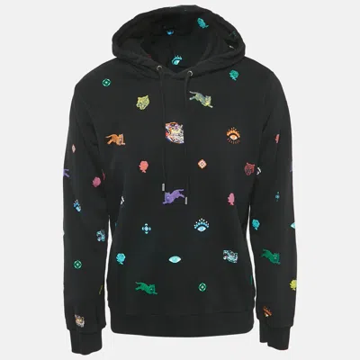 Pre-owned Kenzo Black Tiger Embroidery And Printed Cotton Hoodie M