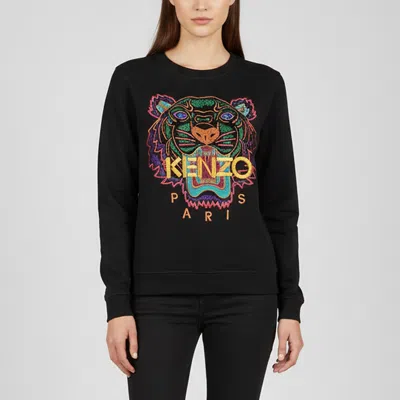 Pre-owned Kenzo Black Tiger Logo Embroidered Cotton Knit Sweatshirt M