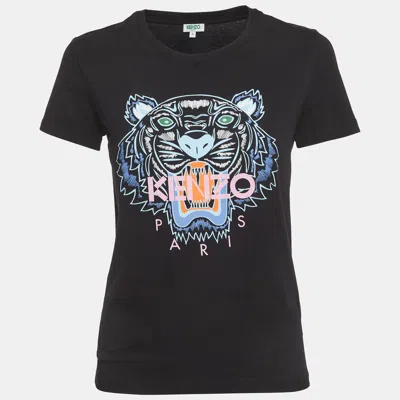 Pre-owned Kenzo Black Tiger Logo Print Jersey T-shirt S