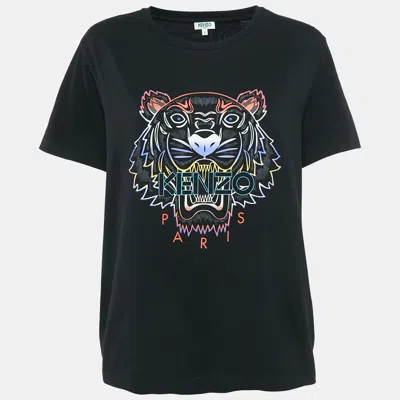 Pre-owned Kenzo Black Tiger Print Cotton Crew Neck T-shirt L