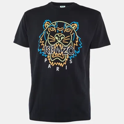 Pre-owned Kenzo Black Tiger Printed Cotton Knit T-shirt S