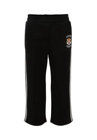 Kenzo Kids' Black Trousers For Boy With Lucky Tiger