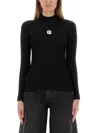 Kenzo Boke Flower High Neck Sweater With Contrasting Embroidery In Black