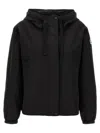 Kenzo 'boke 2.0' Black Windbreaker With Drawstring Hood And Logo Patch On The Sleeve In Black