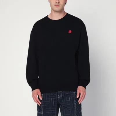 Kenzo Black Wool Crew Neck Sweater In Animal Print