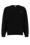 Kenzo Black Knit Jumper With Boke Flower Logo Patch On The Chest In Wool Man