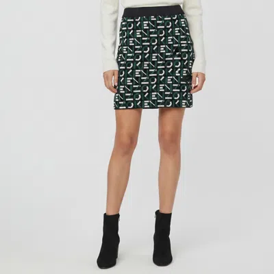 Pre-owned Kenzo Black/green Monogram Jacquard Knit Mini Skirt S