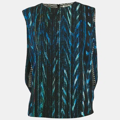 Pre-owned Kenzo Black/multicolor Textured Synthetic Round Neck Sleeveless Top M