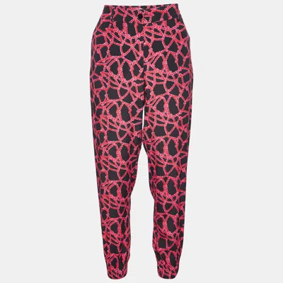 Pre-owned Kenzo Black/pink Rope Print Crepe Trousers S