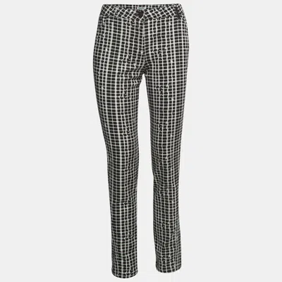 Pre-owned Kenzo Black/white Check Printed Cotton Cropped Jeans M Waist 32"