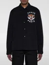 Kenzo Black Overshirt With Tiger Embroidery In Tech Fabric Man In Schwarz