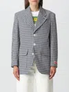 Kenzo Blazer Oversize Vichy Femme Bleu Nuit In Multicolor