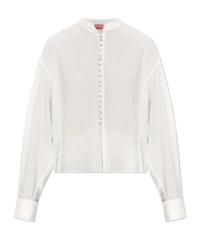 Kenzo Buttoned-up Long-sleeve Shirt In White