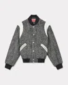 Kenzo Marl-knit Varsity Jacket In Black