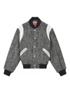 Kenzo Marl-knit Varsity Jacket In Black