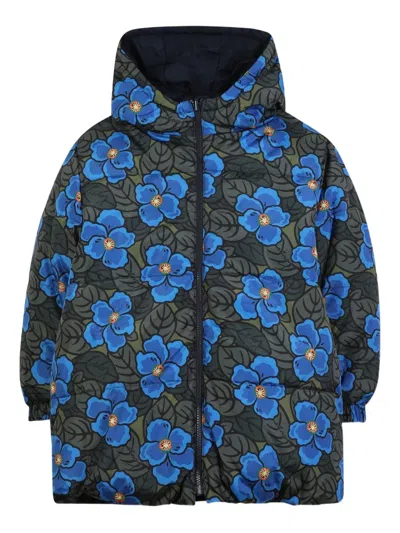 Kenzo Hooded Coat In Blue