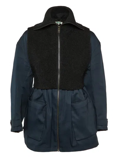 Pre-owned Kenzo Knit Pleated Jacket In Blue