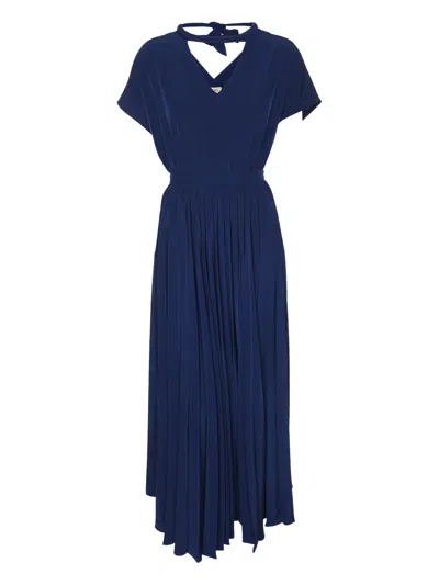 Pre-owned Kenzo Crepe Midi Dress In Blue