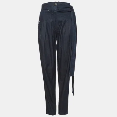 Pre-owned Kenzo Blue Chambray Pleated Pants S