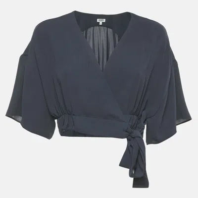 Pre-owned Kenzo Blue Chiffon Crop Top L