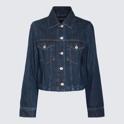Kenzo Striped Denim Jacket In Navy