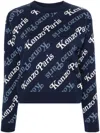 Kenzo Women's Allover Logo Wool Blend Jumper Sweater In Navy