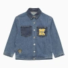 Kenzo Blue Denim Jacket With Logo Patch In Blue