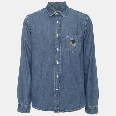 Pre-owned Kenzo Blue Denim Long Sleeve Shirt M