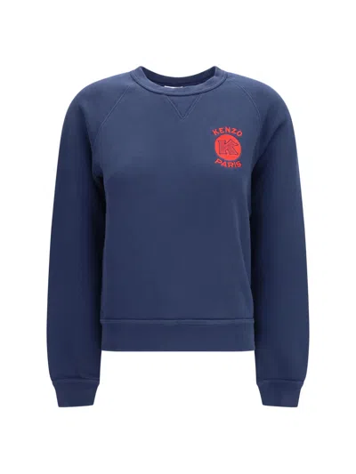 Kenzo Blue Embroidered Crew Neck Sweatshirt