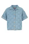 Kenzo Blue Embroidered Denim Shirt In Blue