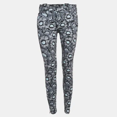 Pre-owned Kenzo Blue Floral Print Denim Skinny Jeans M Waist 30''