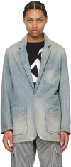 Kenzo Blazer In Stone Bleach Denim
