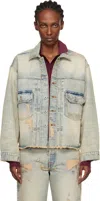 Kenzo Distressed-frayed Denim Jacket In Blue