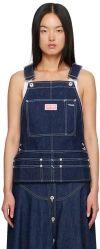 Kenzo Logo-patch Denim Dungaree Top In Rinse Blue Denim
