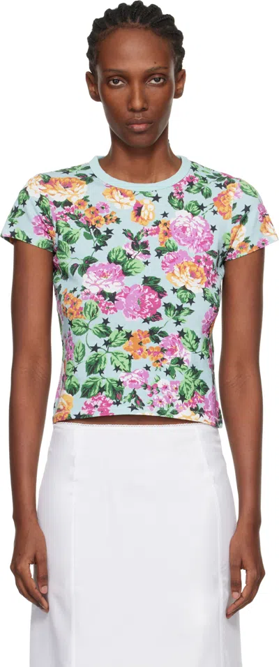 KENZO BLUE KENZO PARIS 'KENZO FLORAL' T-SHIRT