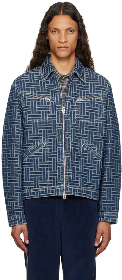 Kenzo Embroidered Denim Jacket In Darkstoneblu