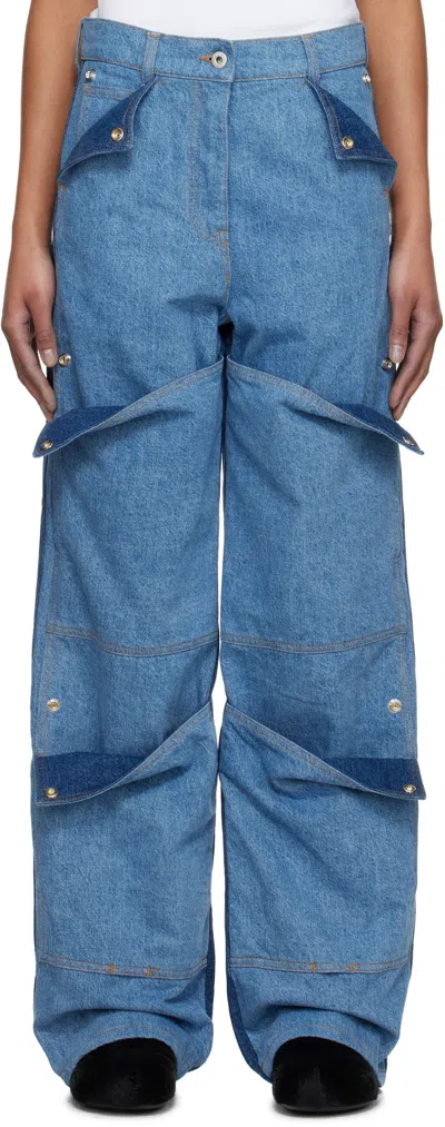 KENZO BLUE KENZO PARIS MULTIPOCKET CARGO JEANS
