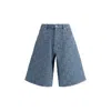 Kenzo Mens Regular-fit Weave-pattern Denim Shorts Bleached Blue Denim In Blue