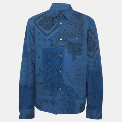 Pre-owned Kenzo Blue Paisley Printed Cotton Long Sleeve Shirt L