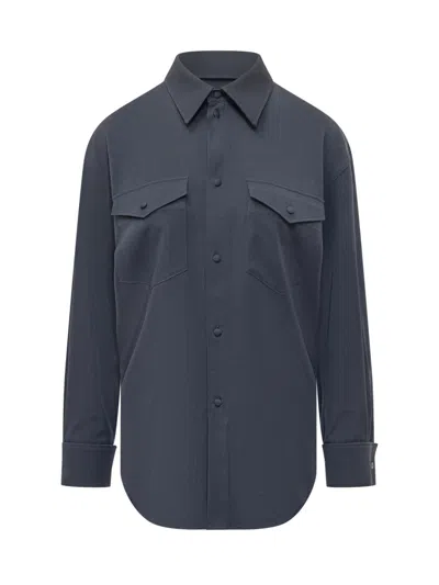 Kenzo Blue Regular Solid Shirt In Black