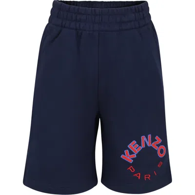 Kenzo Kids' Blue Shorts For Boy With Logo