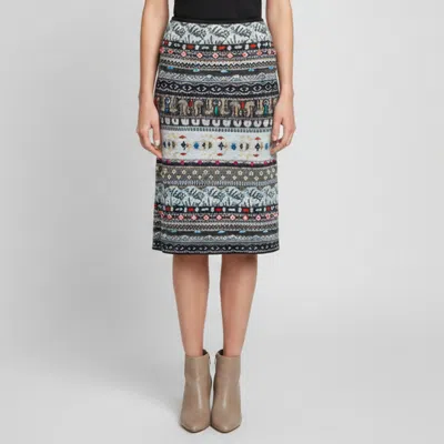 Pre-owned Kenzo Blue Striped Beaded Jacquard Knit Skirt Xl