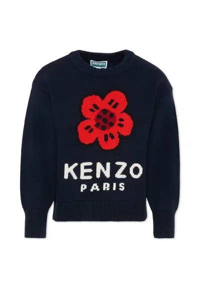 KENZO BLUE SWEATER FOR GIRL WITH POPPY